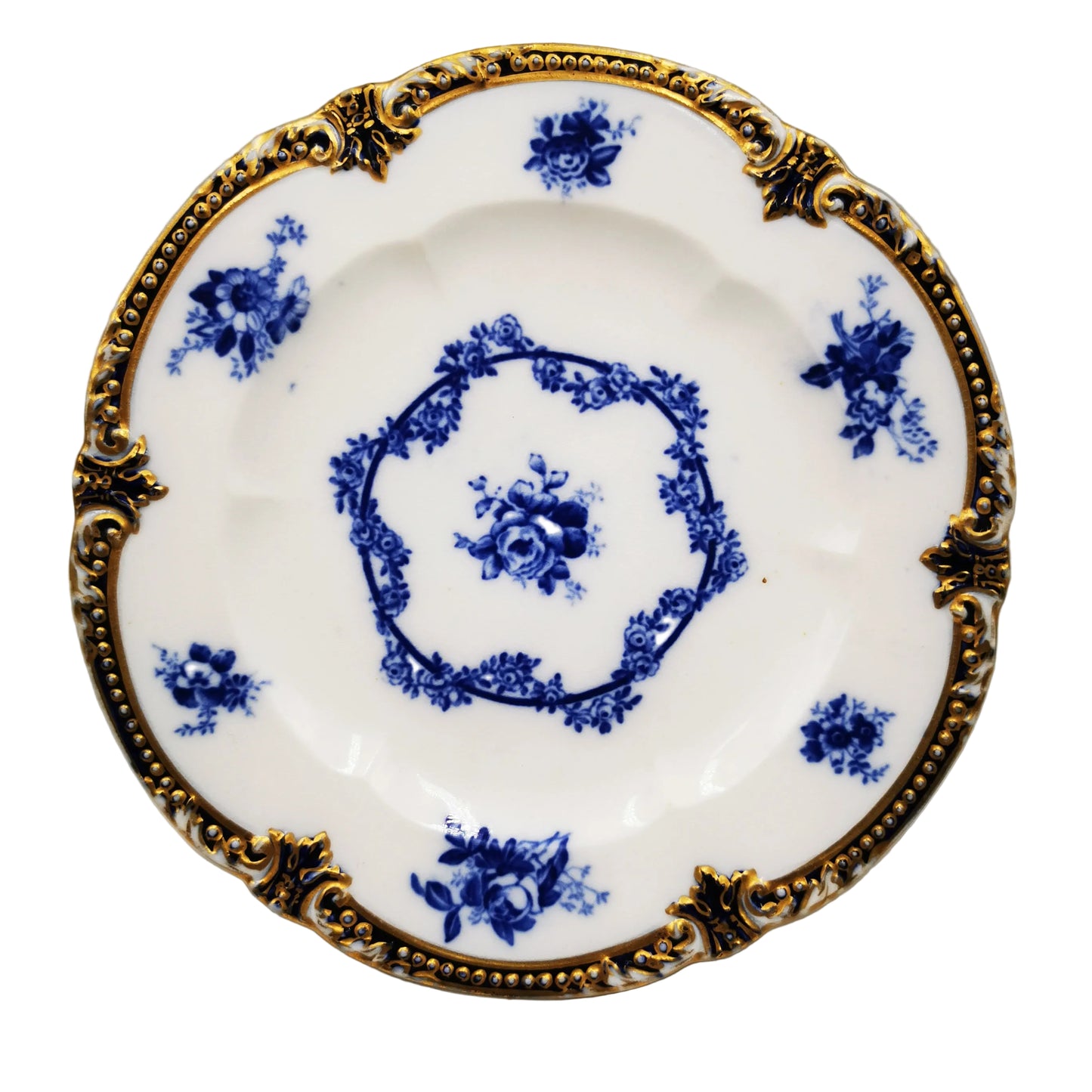 Antique George Jones & Sons Crescent China 3840 Teacup, Saucer & Side Plate