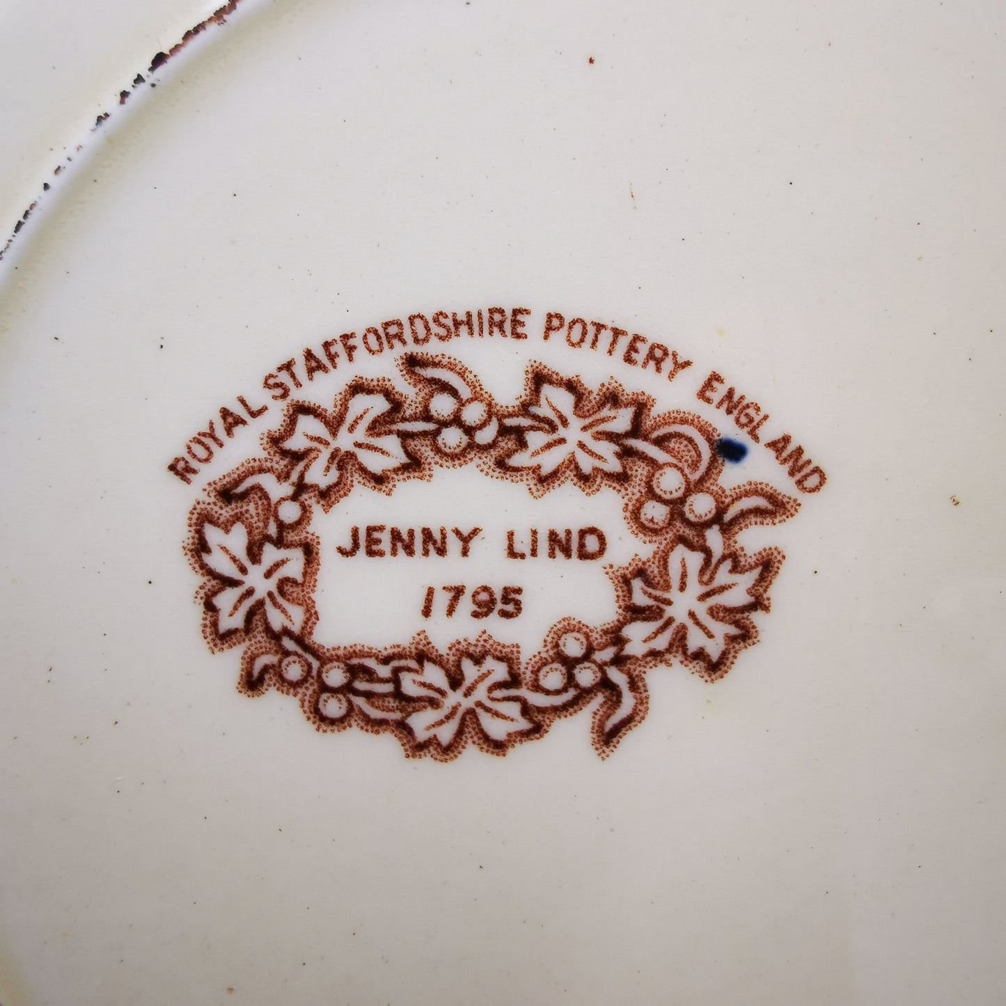Antique Royal Staffordshire Pottery Jenny Lind 1795 China 9.75-inch Dinner Plate