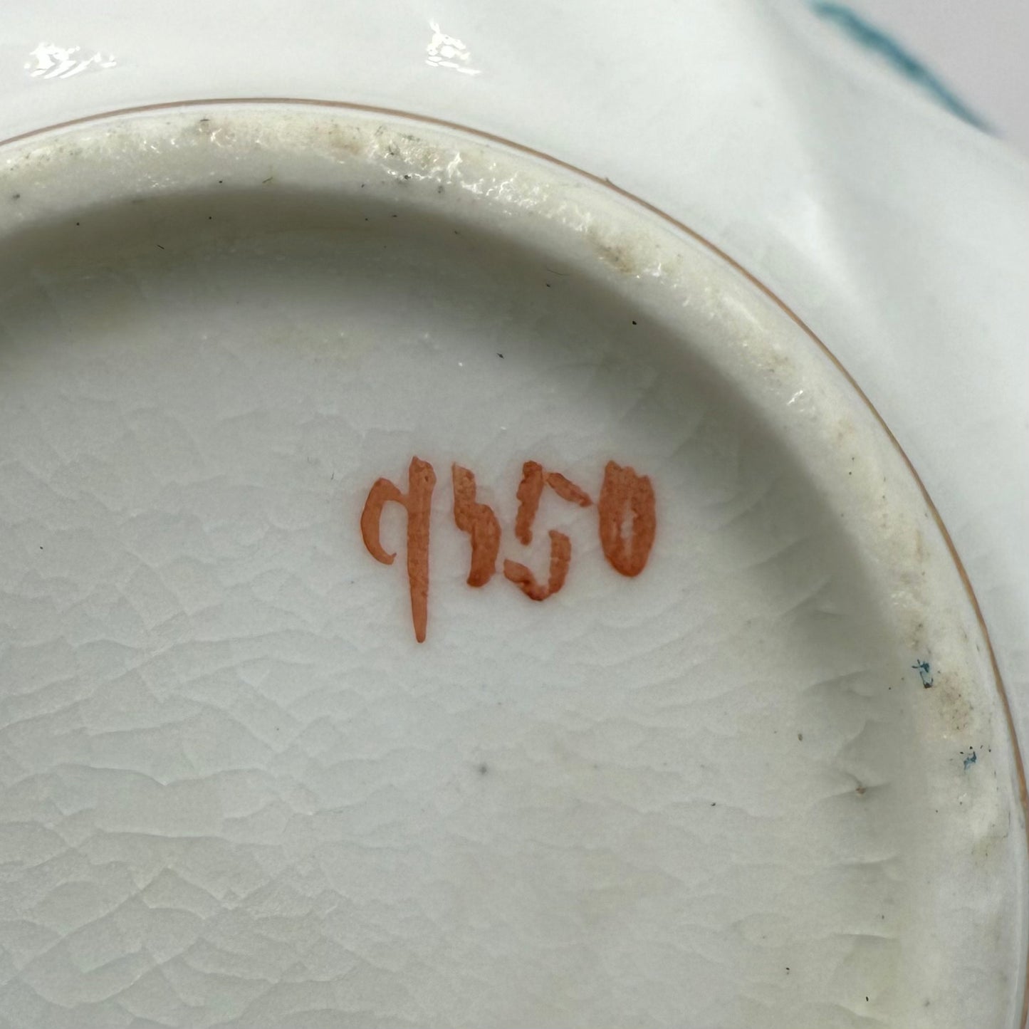 Antique Porcelain China 9250 Turquoise Blue and White Teacup and Saucer