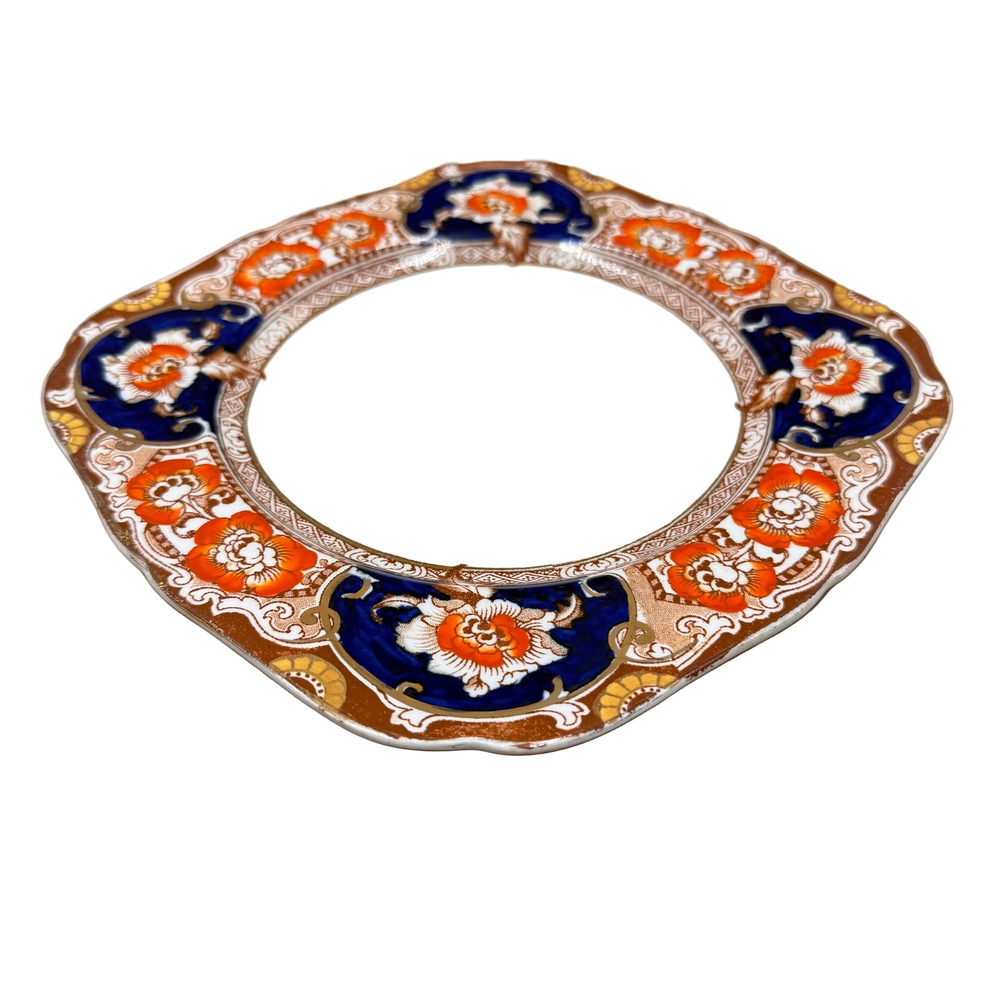 Hollinshead-&-Kirkham-Davenport-Pattern-China-Square-Cake-Plate