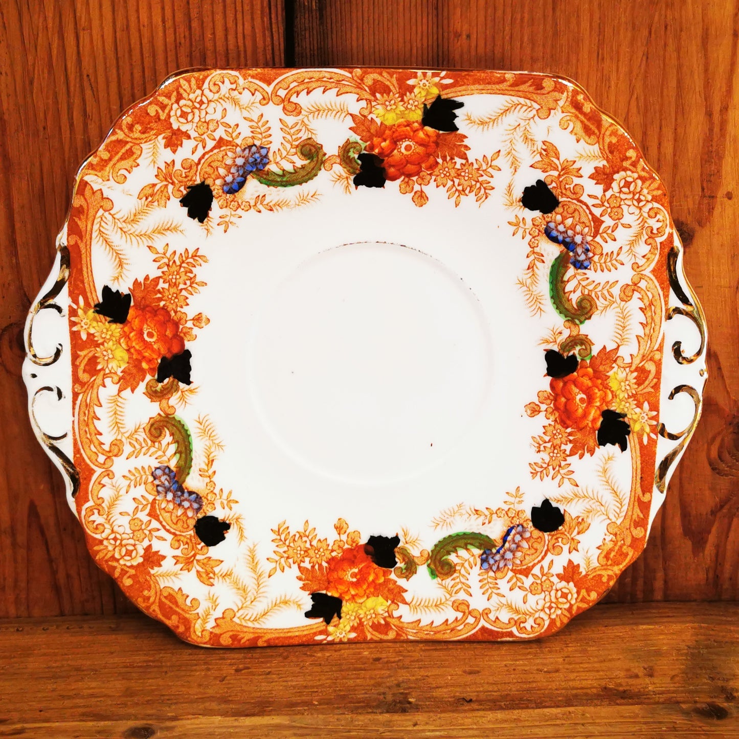 Antique Doric China Brown Imari China Cake Plate