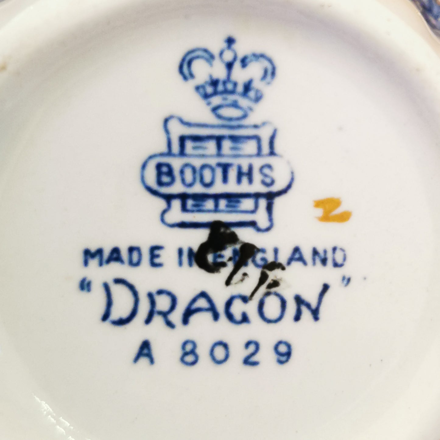 Booths Silicon China blue and White Dragon A8029 Quarter-Pint Milk Jug