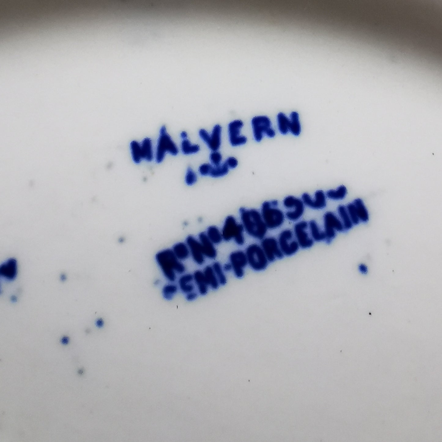 Antique Colonial Pottery Malvern Blue & White China RD No 406303 Serving Tureen Lid Crack