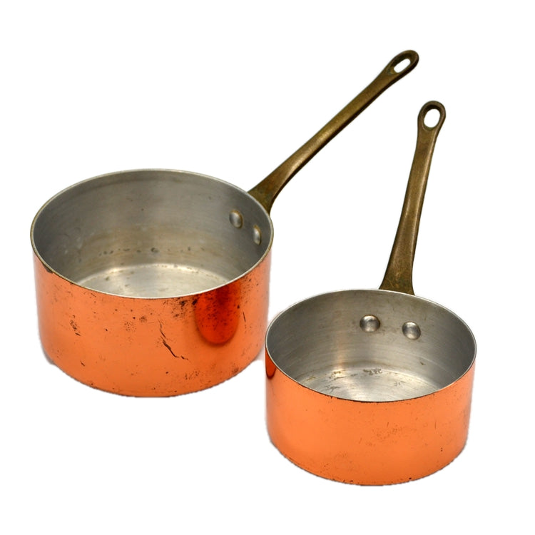 Pair of French Tournus Small Copper Pots – Vintage Farmhouse Antiques