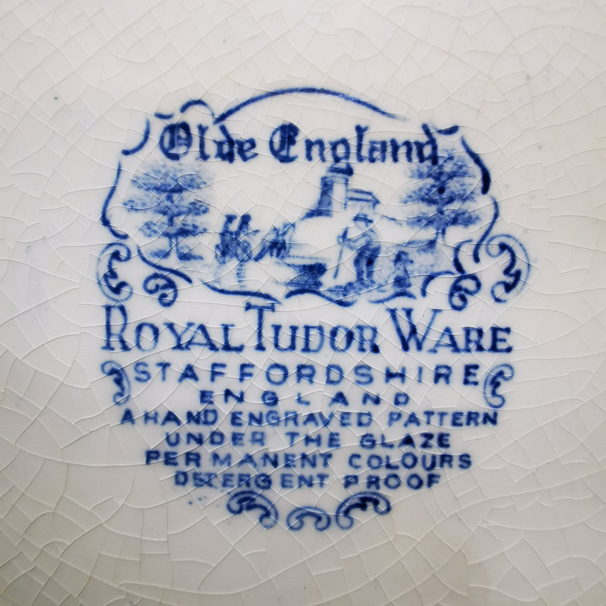 Royal-Tudor-Ware-Olde-England-Blue-&-White-China-Oval-Platter