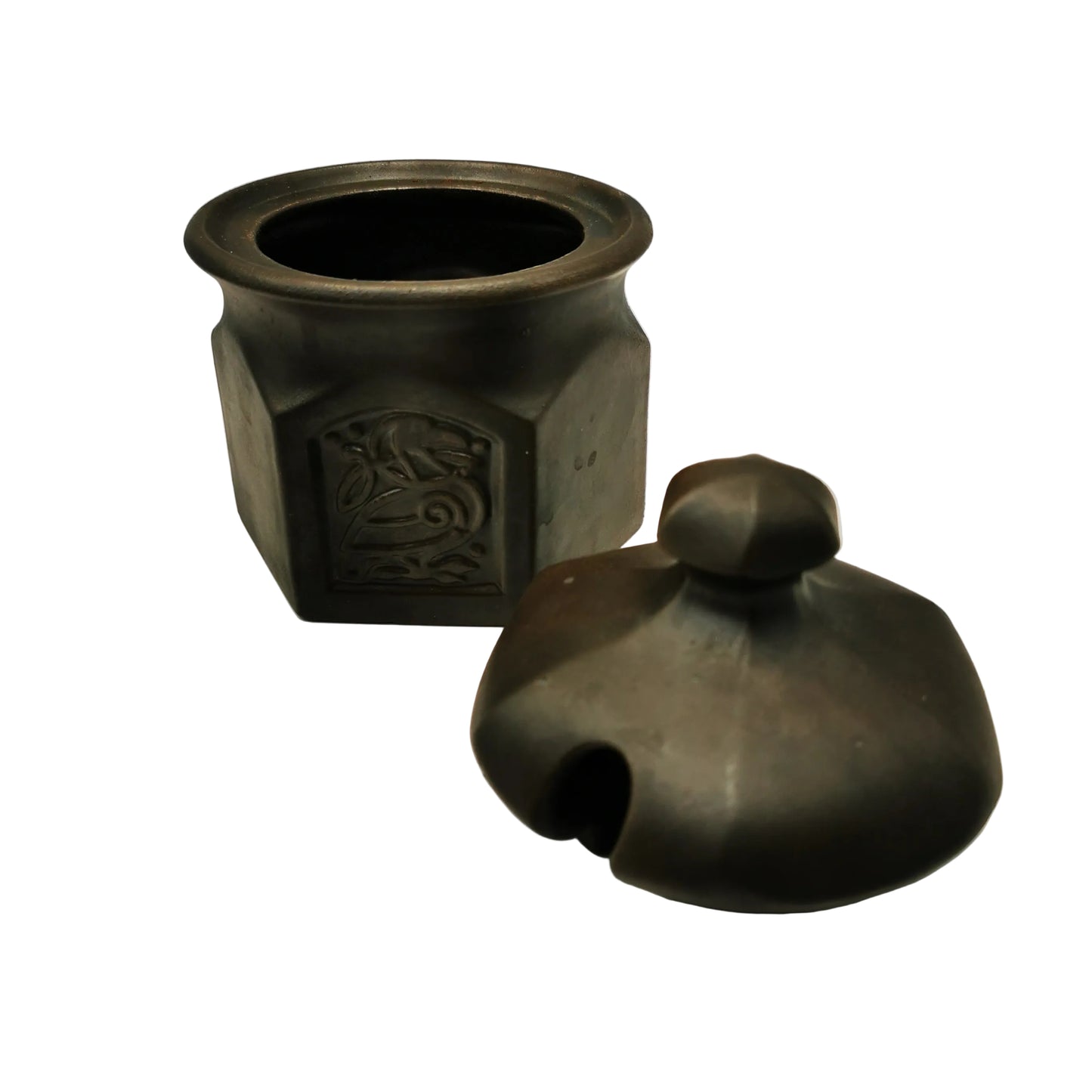 Tyn-Llan-Wales-Pottery-Celtic-Bird-Brown-Lidded-Sugar-Bowl
