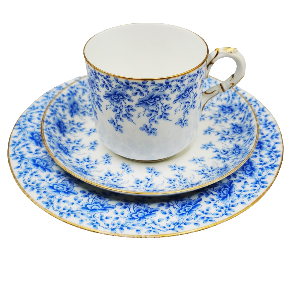 Antique Royal Worcester W3824 Blue and White China Coffee Cup