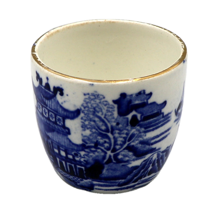 Antique Burgess & Leigh Burleigh Ware Blue and White China Blue Willow Egg Cup