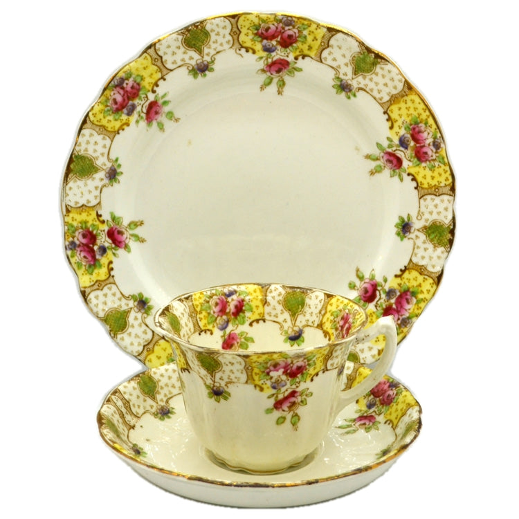 Antique Blairs Floral porcelain China Hand Coloured Teacup Saucer and Side Plate