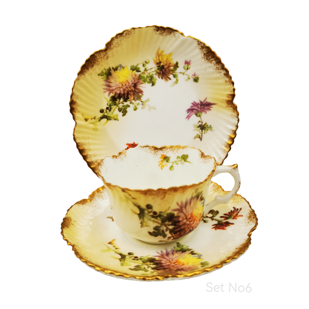 Antique Mintons Floral Porcelain China Teacup, Saucer & Side Plate Trio Rd No 195702