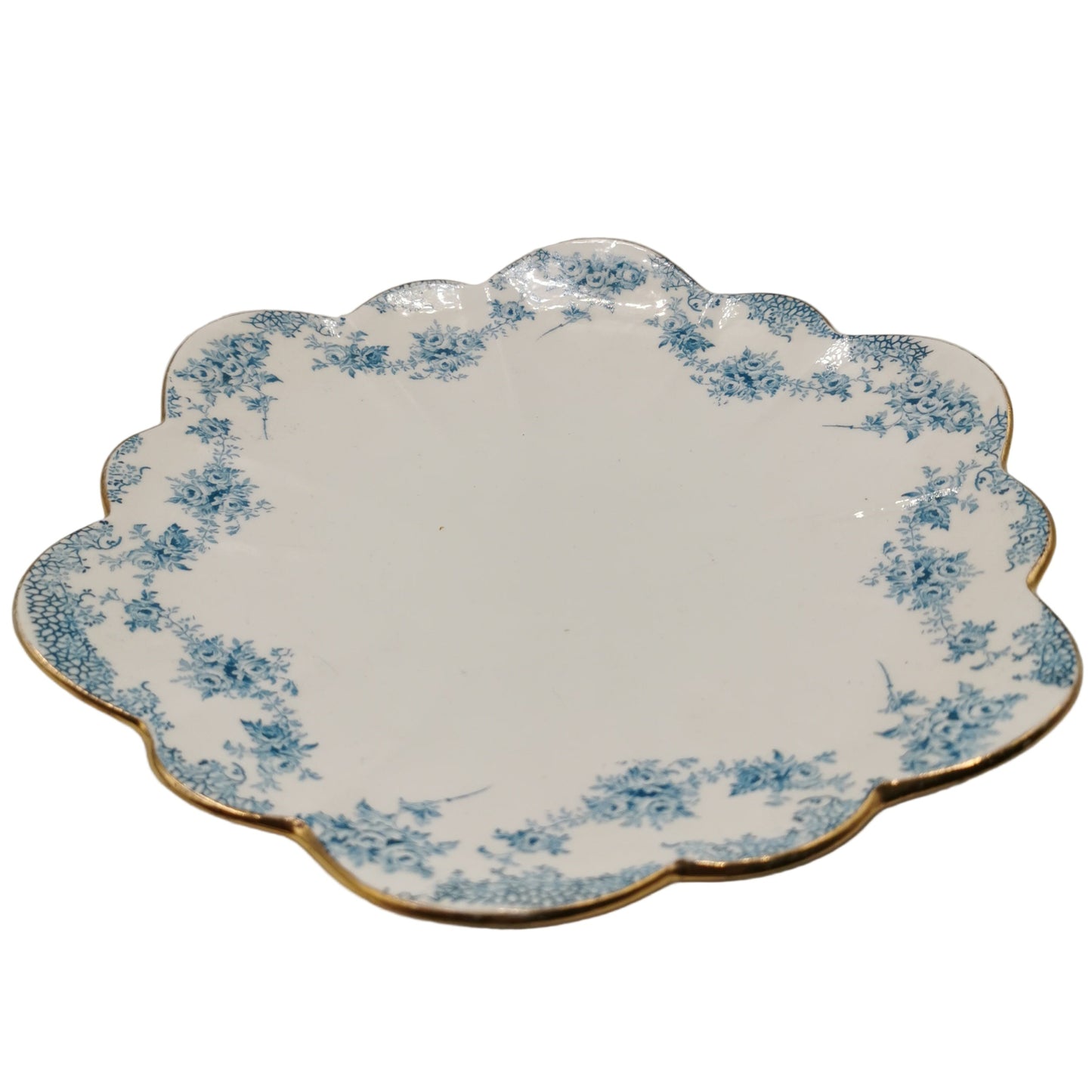 Antique Star China Company Paragon 1492 Blue and White Bone China Cake Plate