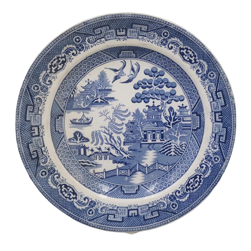 John Tams Sons Blue White Willow Dinner Plate 1890 – Vintage