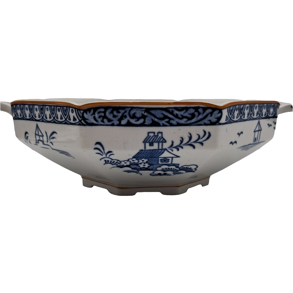 Antique Woods Ware Blue and White Alva Pattern Octagonal Tureen