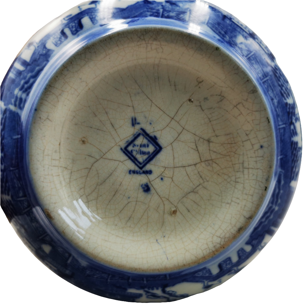 Antique Stone China Blue Willow Pattern English Pearlware Bowl