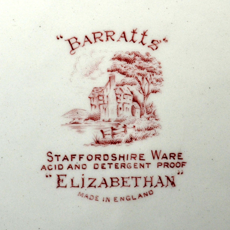 Barratts Red and White China Elizabethan 10-1/8th-inch Dinner Plate