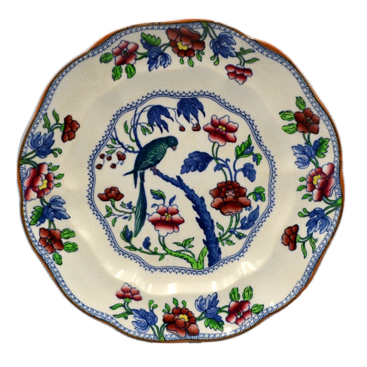 Antique Booths China Parrot Blue with Colour Plate – Vintage