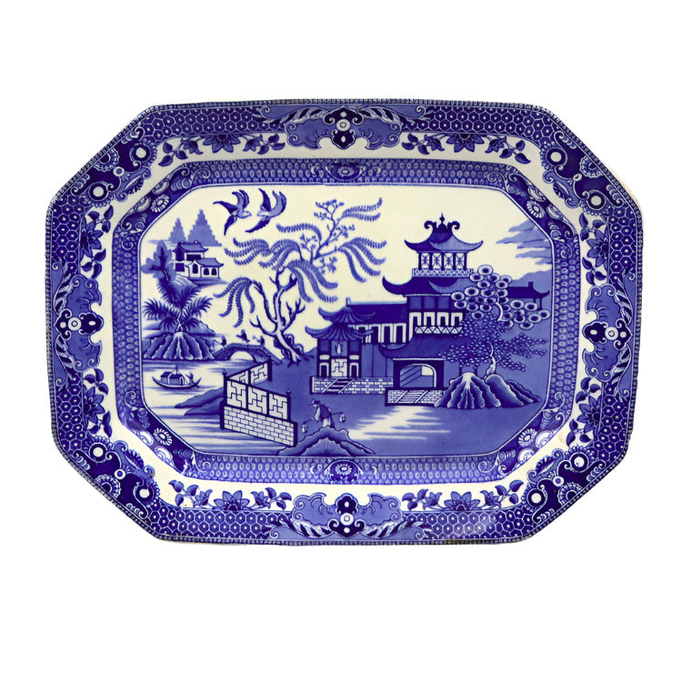 希少 Burleigh Ware Burgess&Leigh プレート 海外 Burgess & Leigh Burleigh Ware Blue and White Willow China 15.5