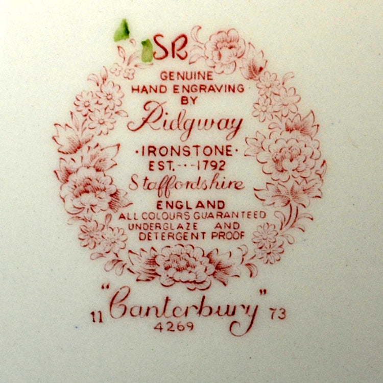 Vintage Ridgway Red and White China Canterbury 4269 Colured Dinner Plate