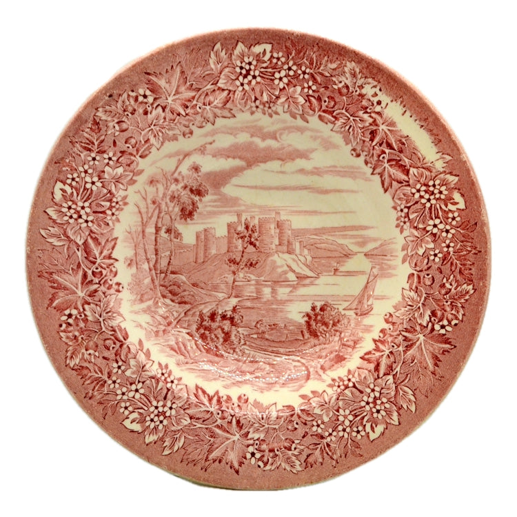 English Ironstone Tableware Red and White China Castles Pattern Soup Bowl