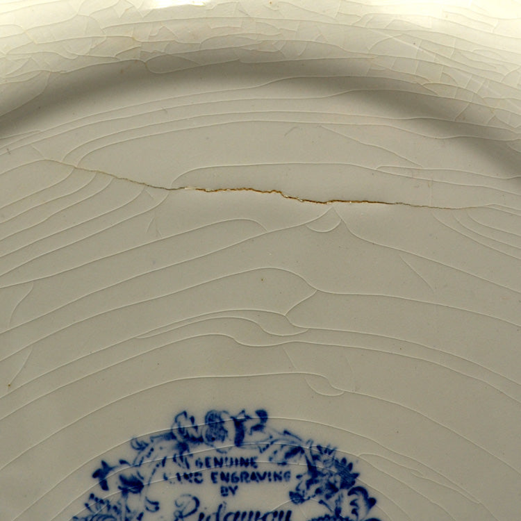 Ridgway Ironstone Blue and White China Jacobean Pattern 10-inch Dinner Plate