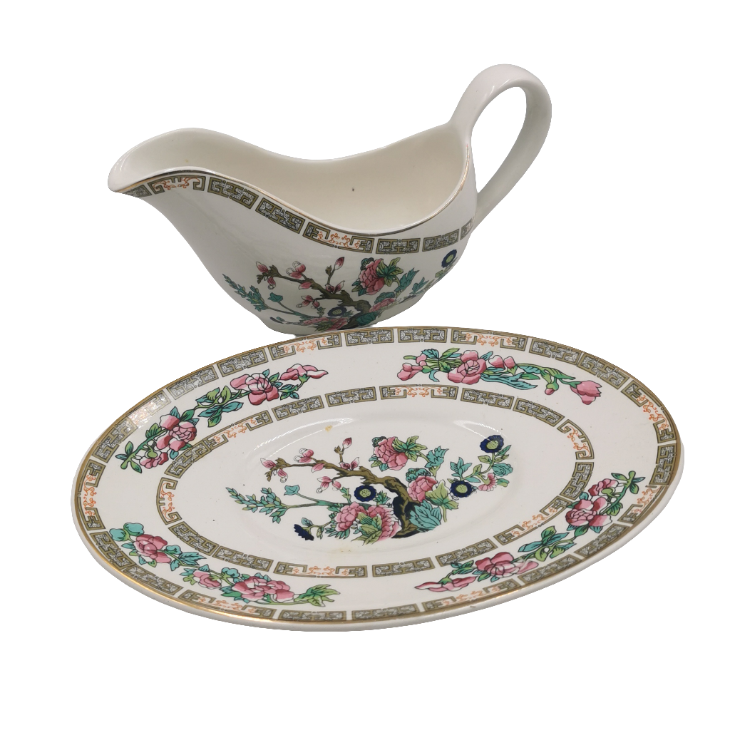 Lord Nelson Pottery China Indian Tree Gravy Boat and Saucer