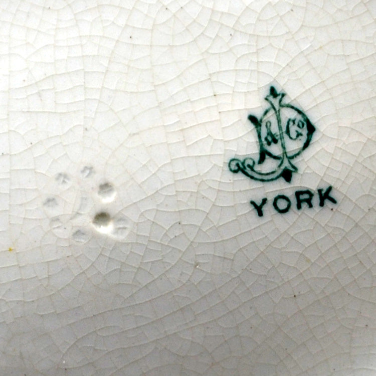 Antique John Dimmock York Green and White China Oval Tureen 1862-1878