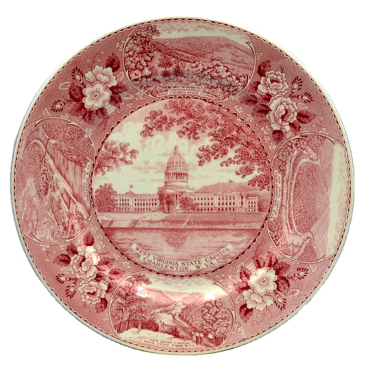 Jonroth Red and White China Jackson Decorative 10-Inch Plate