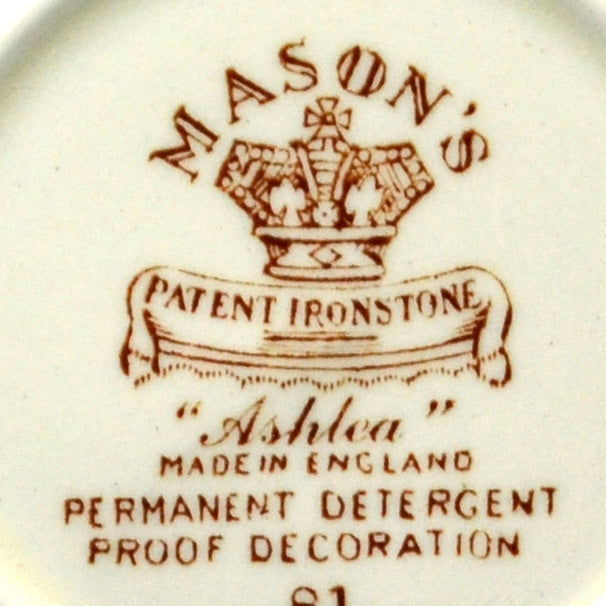 Vintage Masons Ashlea Ironstone Brown & White  China 8.75-inch Dessert Plate