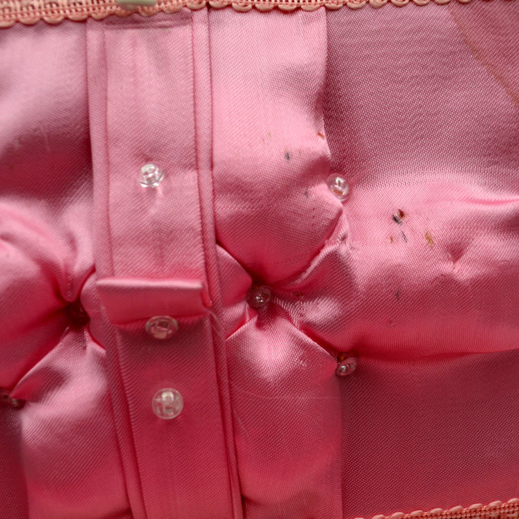 Vintage Pink and White Lined Sewing Box