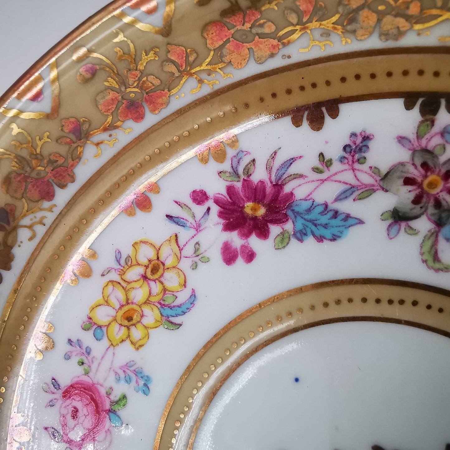 Antique Floral Porcelain China Hand Decorated Teacup and Saucer