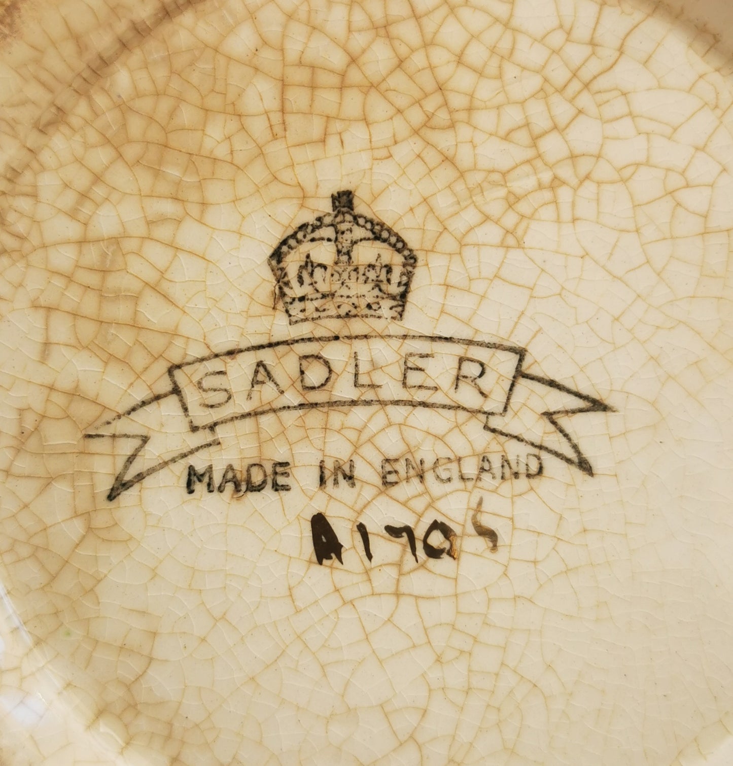 Antique Sadler Blue and White China Blue Willow Round Ball Teapot