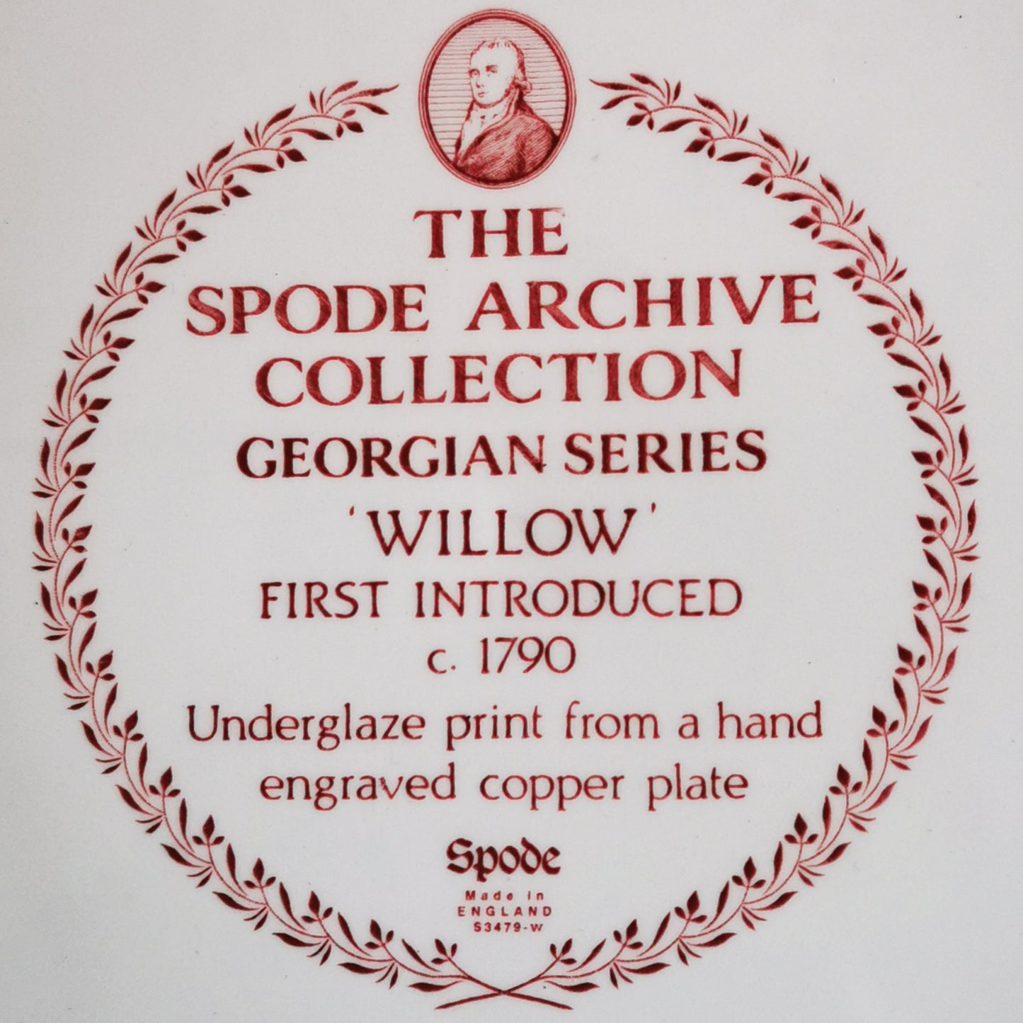 Spode Archive Collection Red and White China Willow Serving Plate