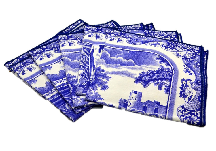 Six Spode Italian Blue and White Napkins