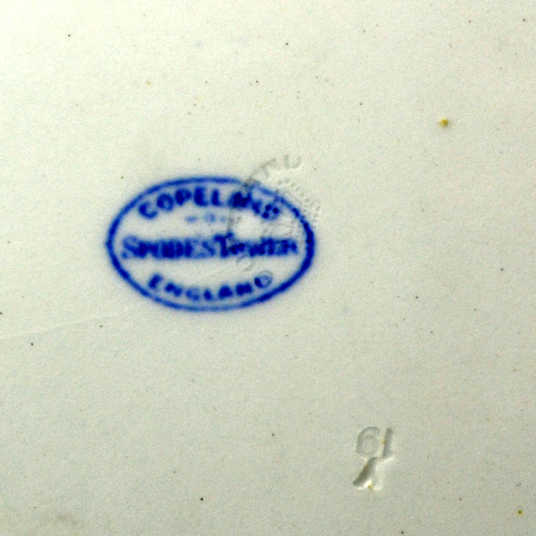 Antique Copeland Spodes Tower Blue and White China Side Plate 1919