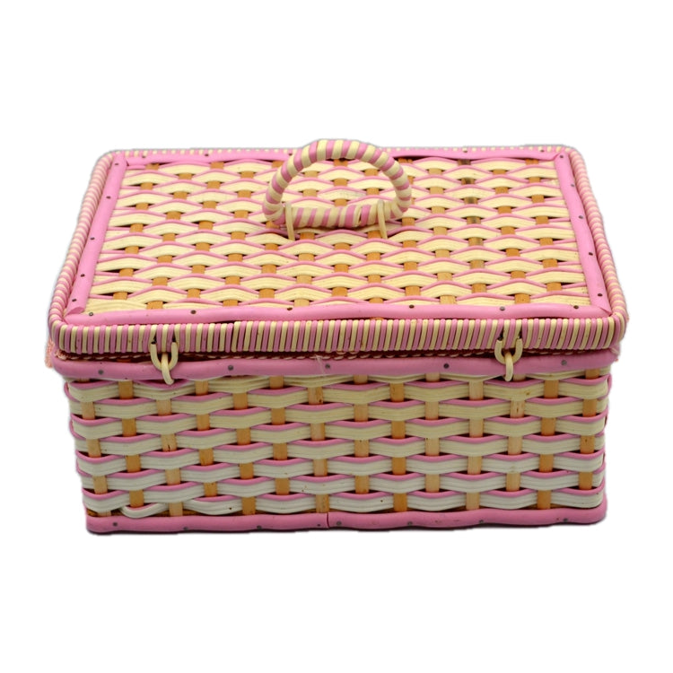 Vintage Pink and White Lined Sewing Box