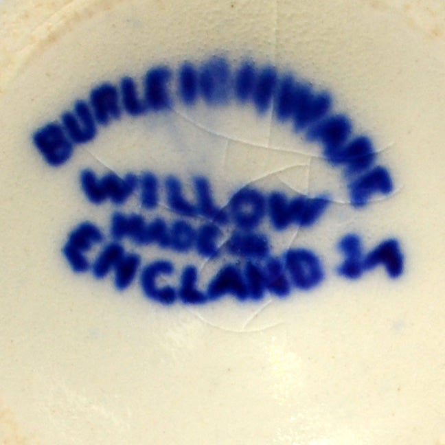 Antique Burgess & Leigh Burleigh Ware Blue and White China Blue Willow Pedestal Egg Cup