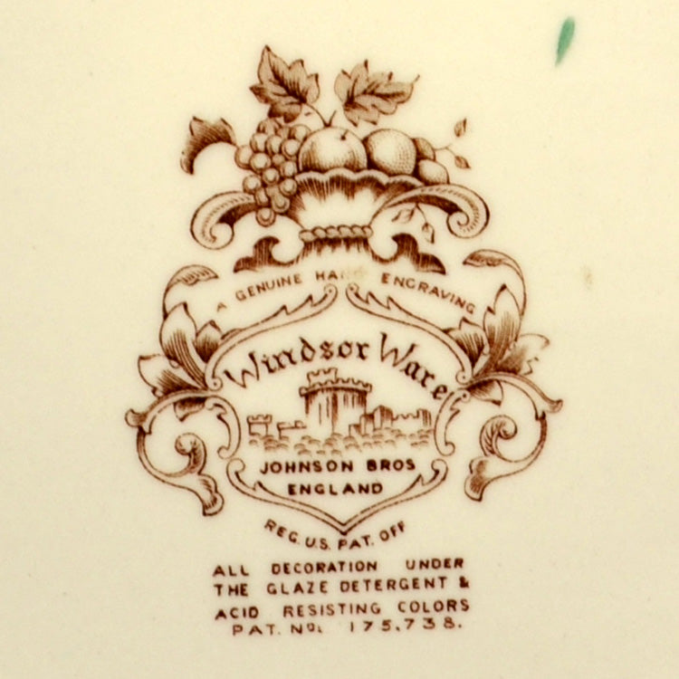 Johnson Brothers China Windsor Ware Harvest Pat No 175.738 Dinner Plate