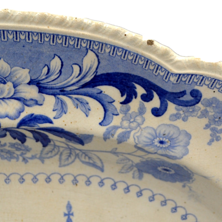 Magnificent Antique Joseph Clementson Pekin Sketches Blue and White China Platter