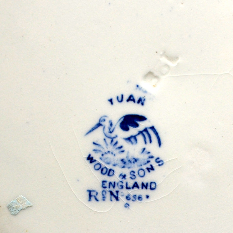 Wood & Sons "Yuan" Blue and White china 10-inch Rimmed Soup Plate