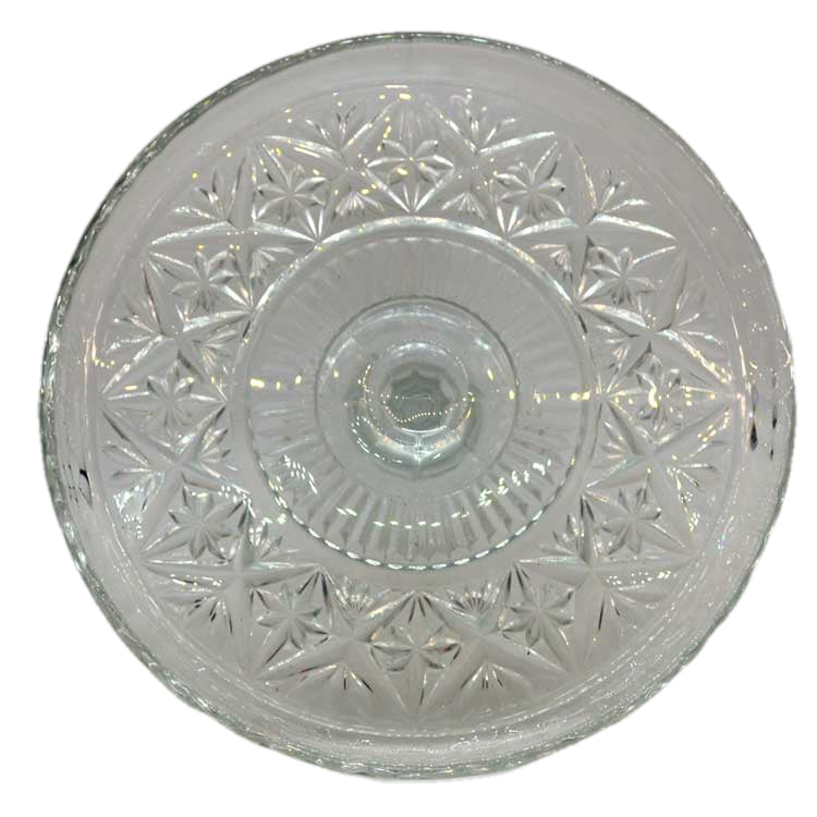Large Bohemian Glass Czechoslovakian pressed glass high cake stand with rim