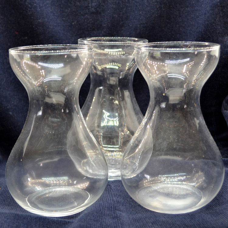 Set of three vintage glass hyacinth vases