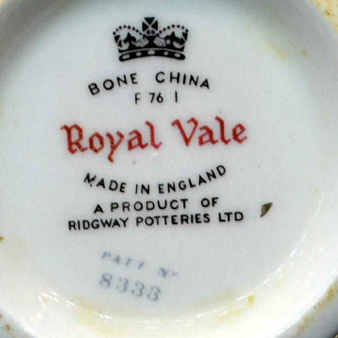 Royal Vale Ridgway Blue and White Floral China 8333 Teacup Trio