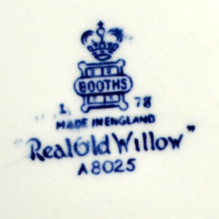 Booths Real Old Willow Blue and White China 10.5-inch Dinner Plate No Gilt