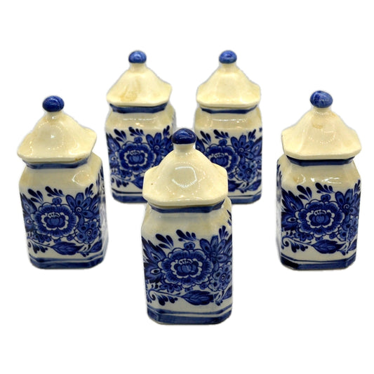 Set of 5 Royal Japan Delfts Blauw Handwerk China Spice Jars