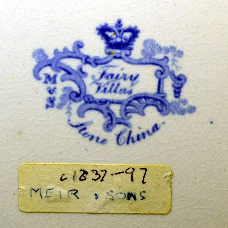 Maddock and Seddon factory mark Fairy Villas Plate antique blue and white china