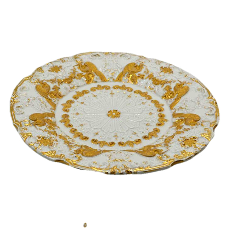 antique meissen white porcelain gilded plate