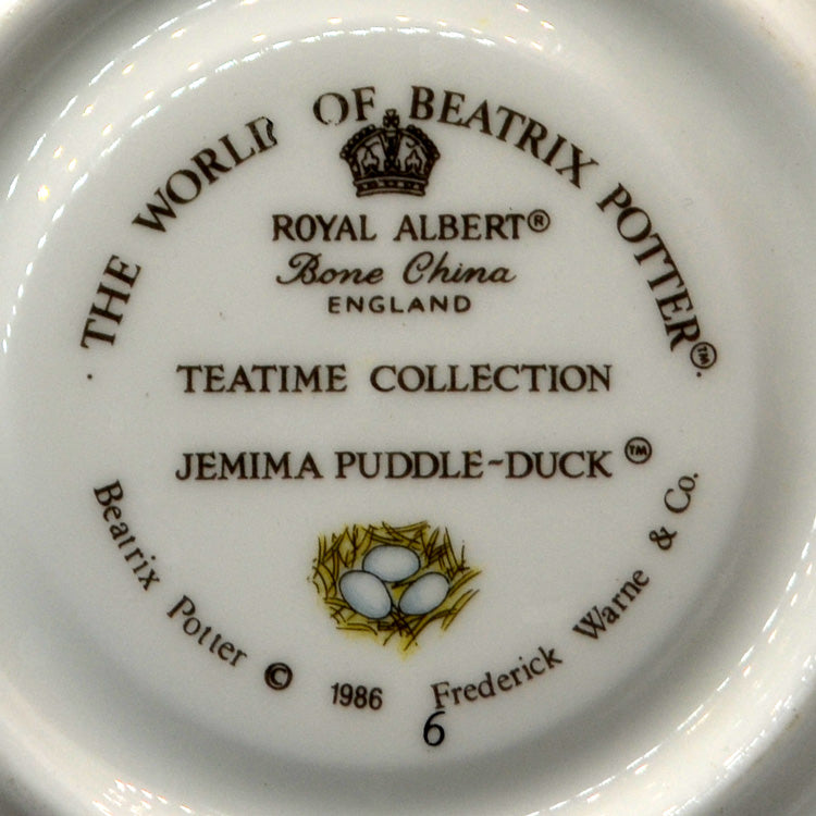 Royal Albert China Beatrix Potter Jemina Puddle-Duck Teacup Trio