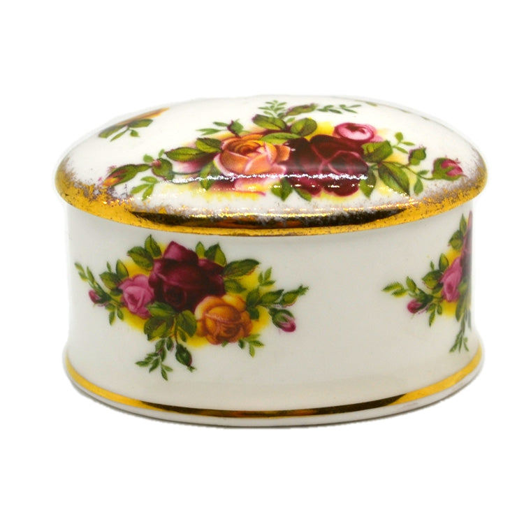 Royal Albert Old Country Roses Oval Hinged Porcelain Small Box with Lid