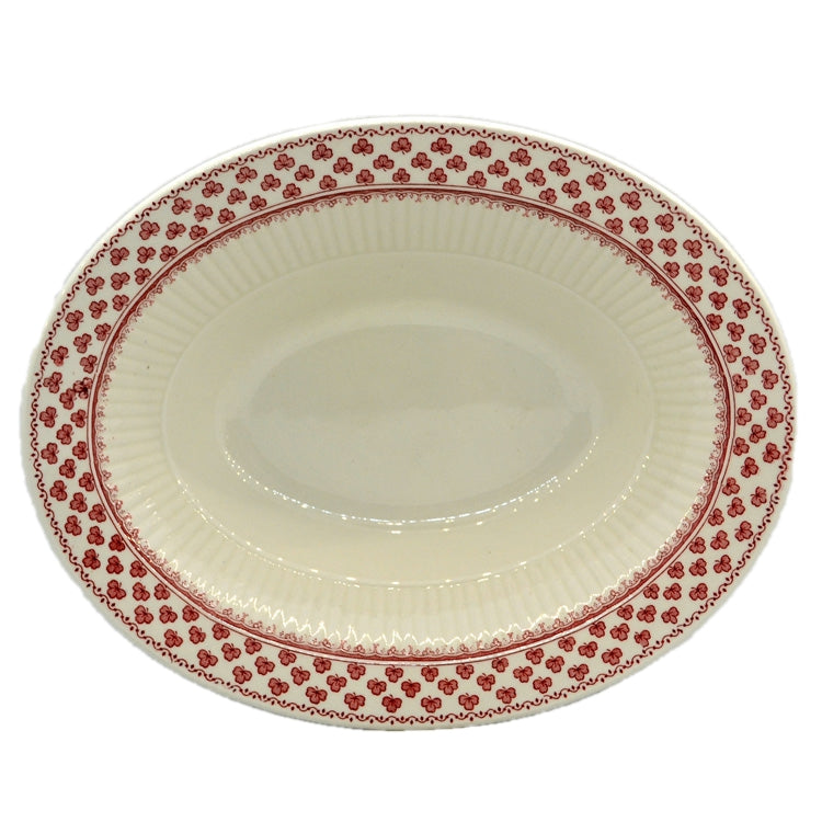 Adams Victoria Red and White china Oval Serving Bowl
