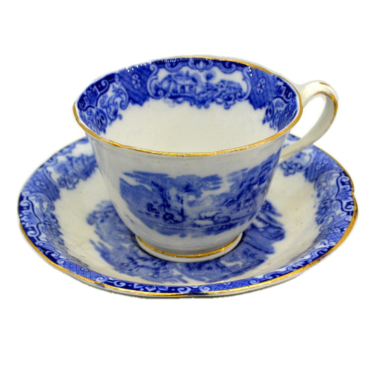 Heathcote Blue and White China Old English Scenery Breakfast Cup & Saucer